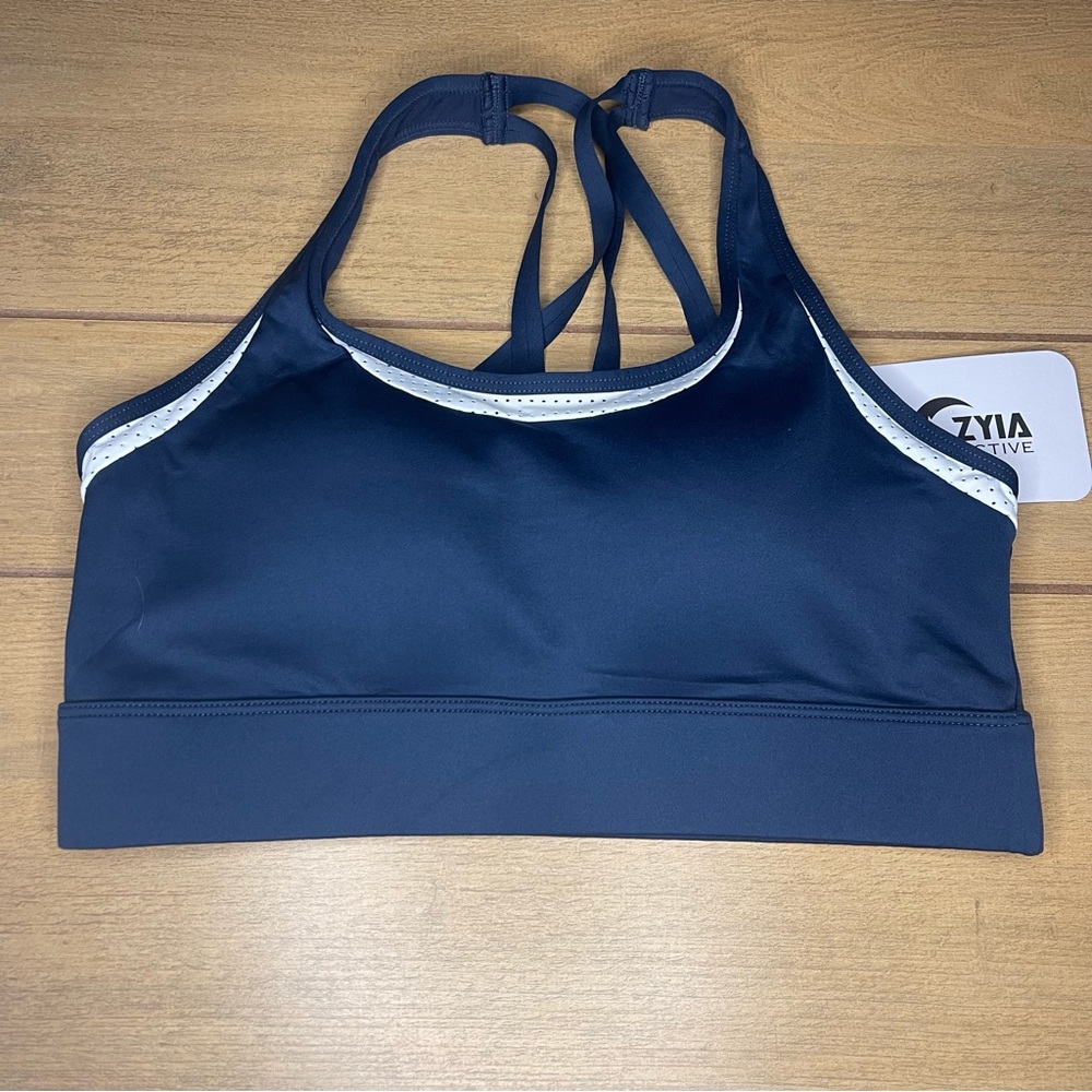 NWT Zyia Active Navy Primo Mesh Sports Bra Size M